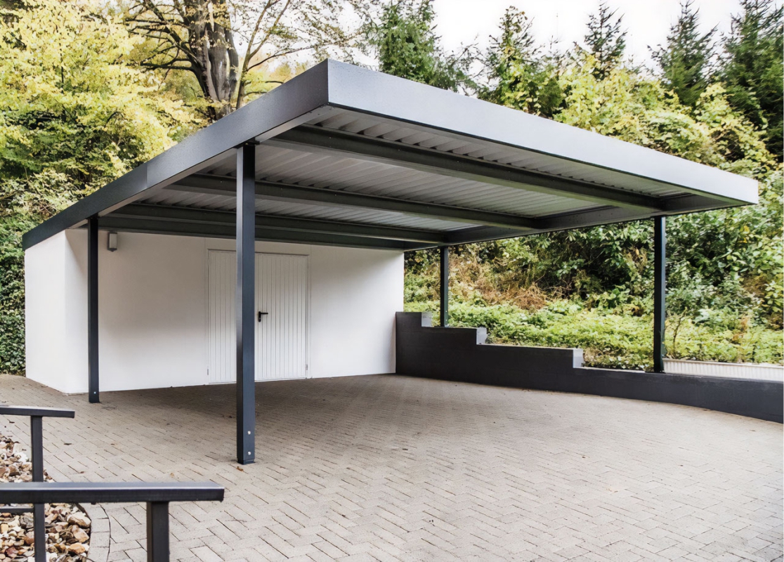 Хай-тек автонавес из поликарбоната для машин Односкатный автонавес из поликарбоната в стиле хай-тек для автомобиля с закрытыми боковинами